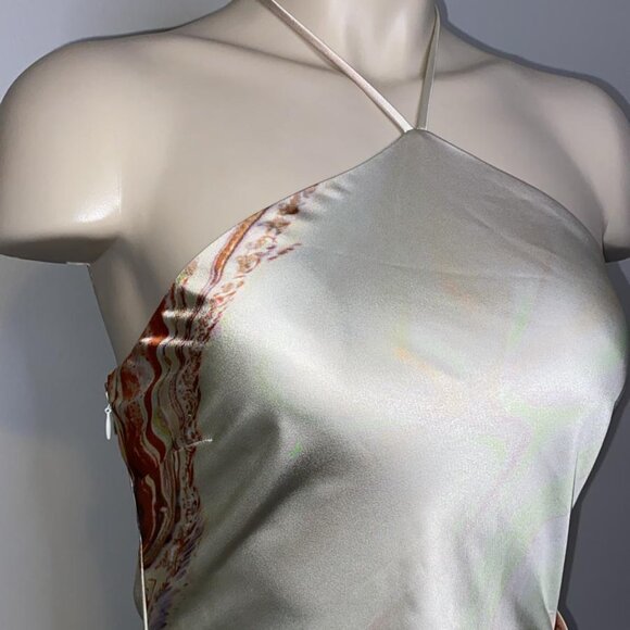 JONATHAN SIMKHAI Hansel halter neck ruched print satin dress - Picture 3 of 13